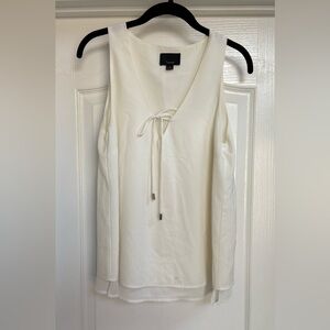 Lumiere Cream Sleeveless Blouse with Tie Detail